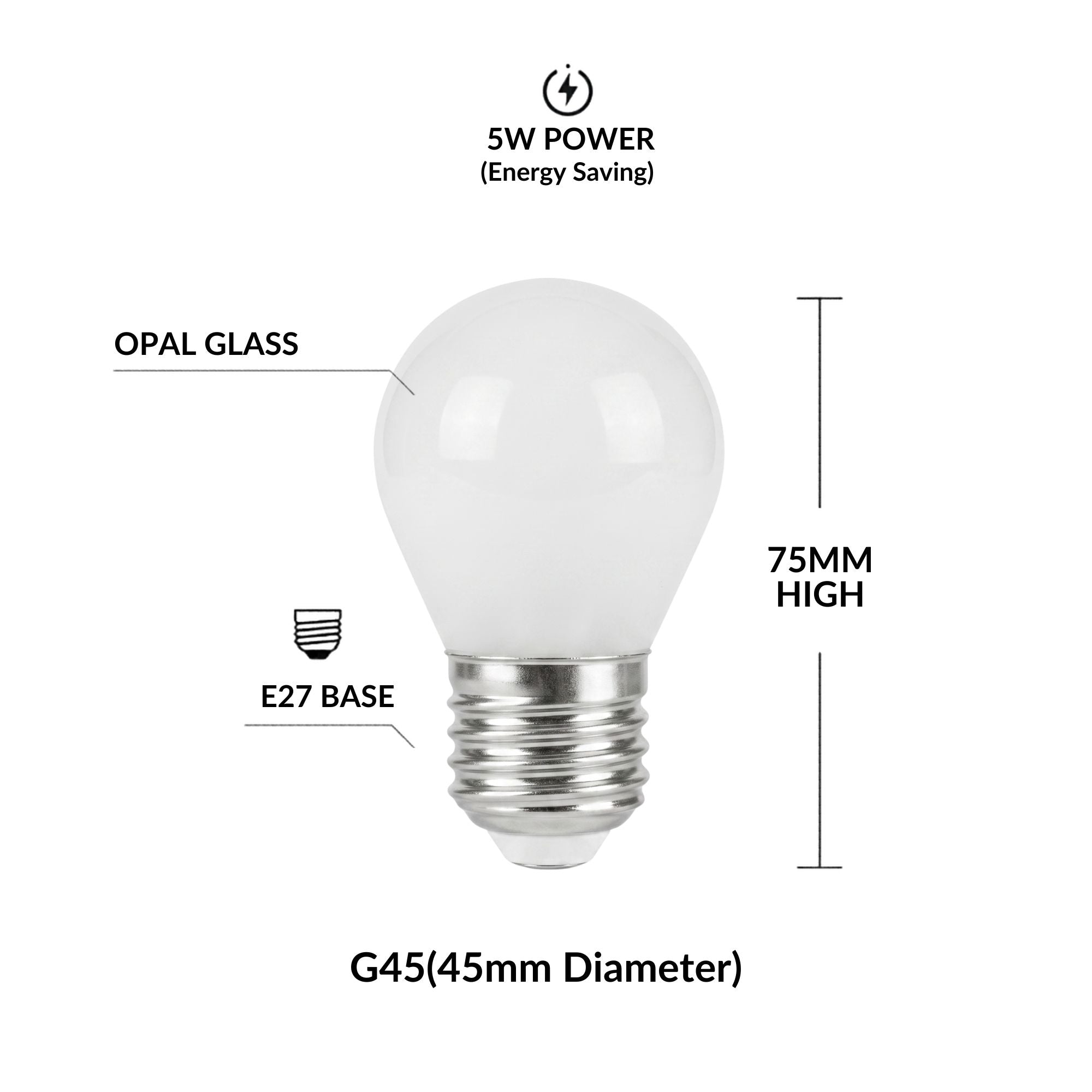 Bombilla filamento LED "Milky" - G45 E27 - 5W - Luz Cálida 3000K