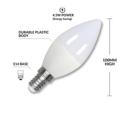 Bombilla vela LED E14 C37 4.5W — Opal | Disponible en luz cálida, neutra y fría