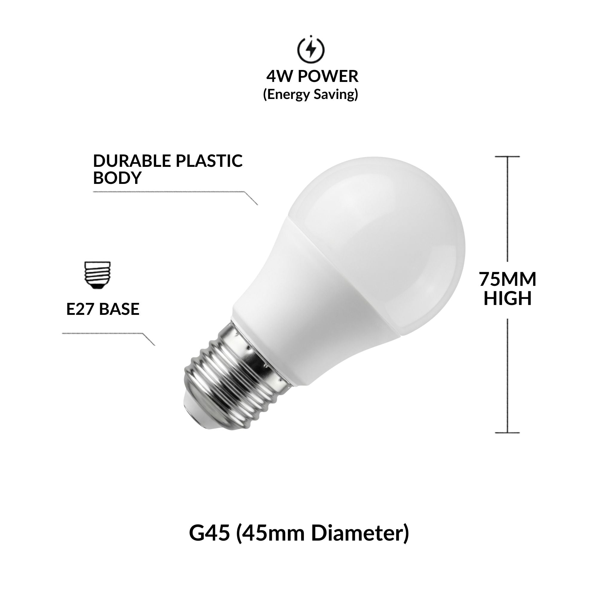 Bombilla LED E27 G45 esférica - 4W