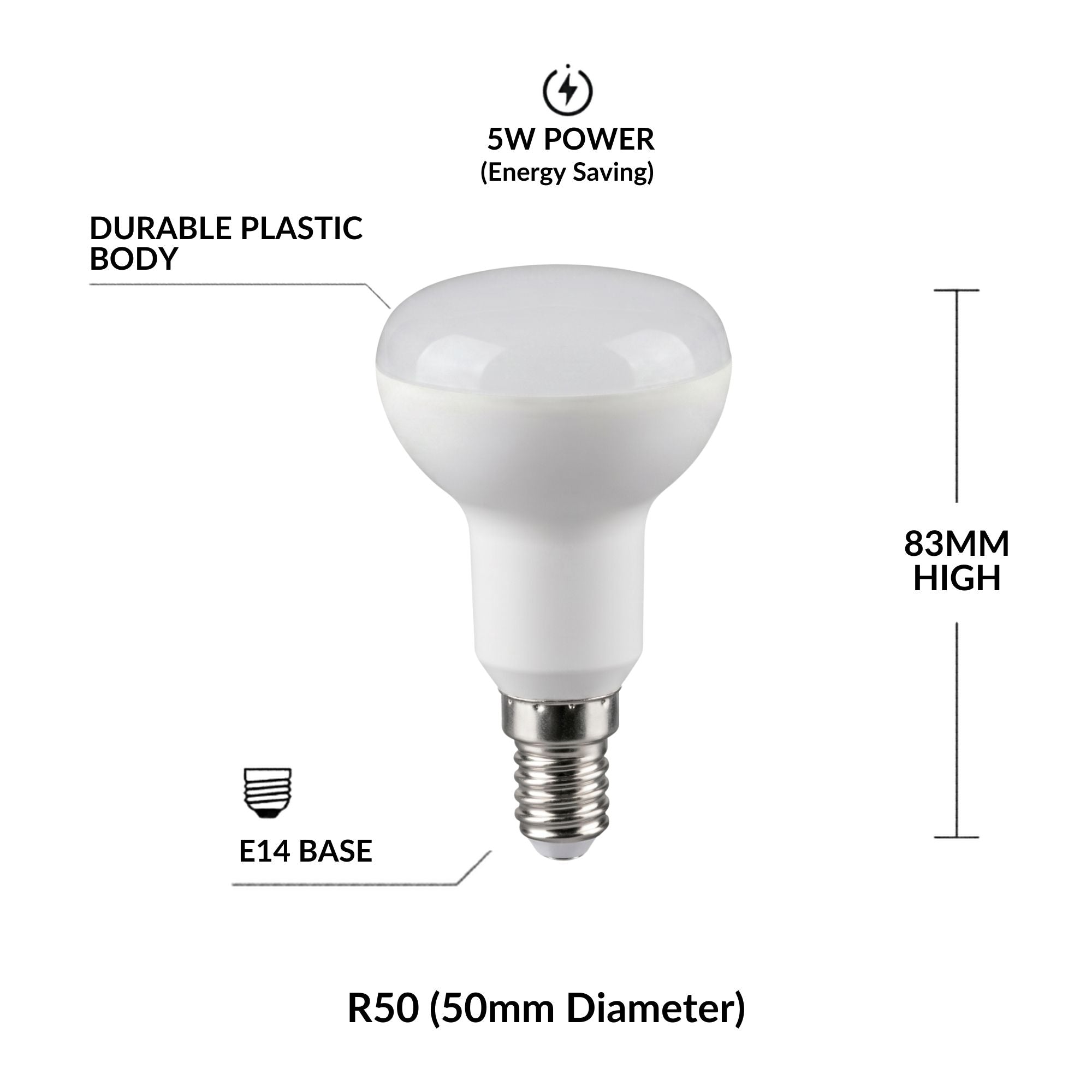 Bombilla LED reflectora - E14 R50 - 5W