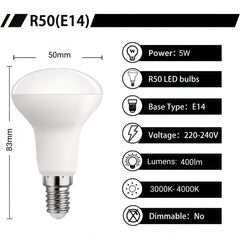 Bombilla LED reflectora - E14 R50 - 5W