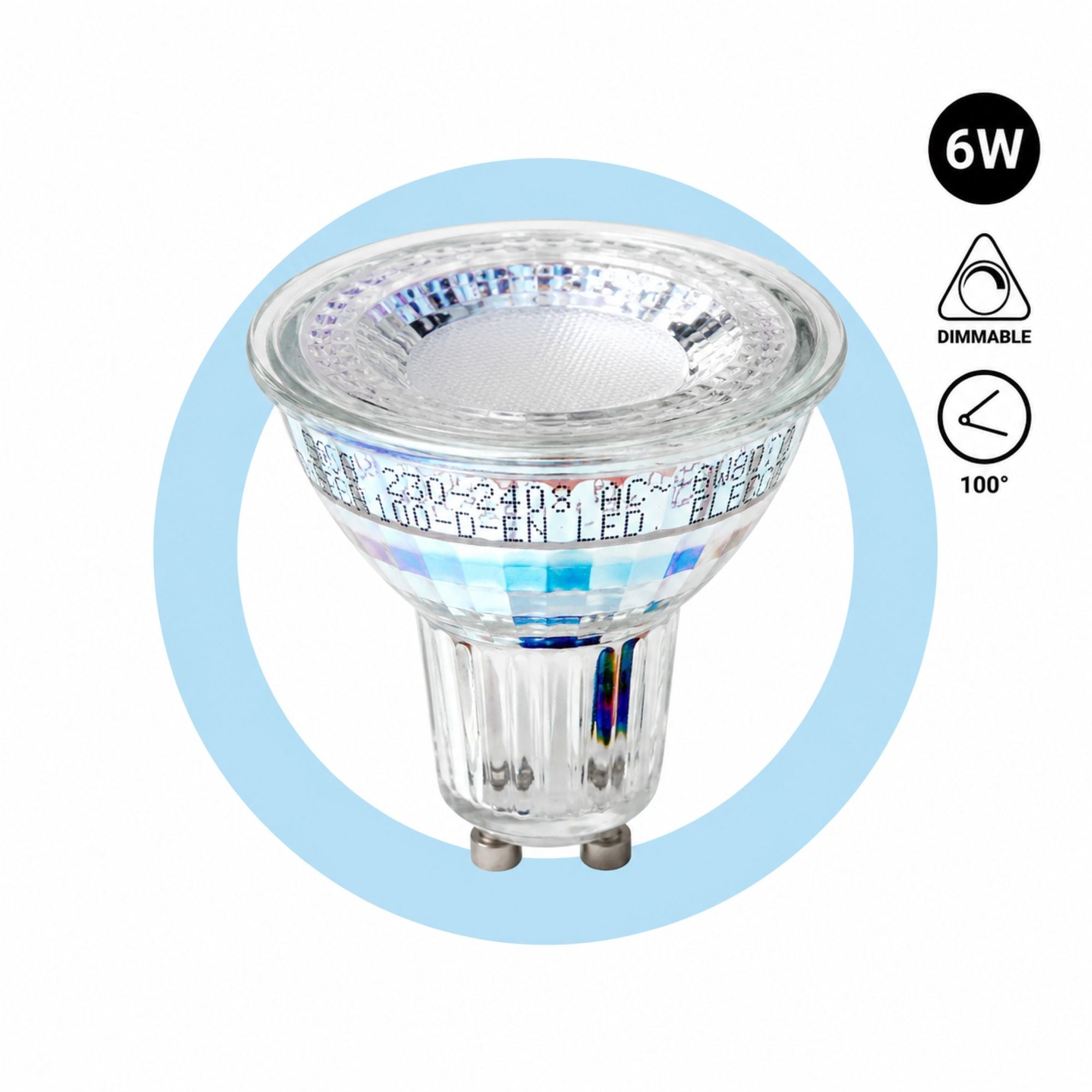 Bombilla LED GU10 PAR16 - 6W - Intensidad regulable - 700lm - 100°