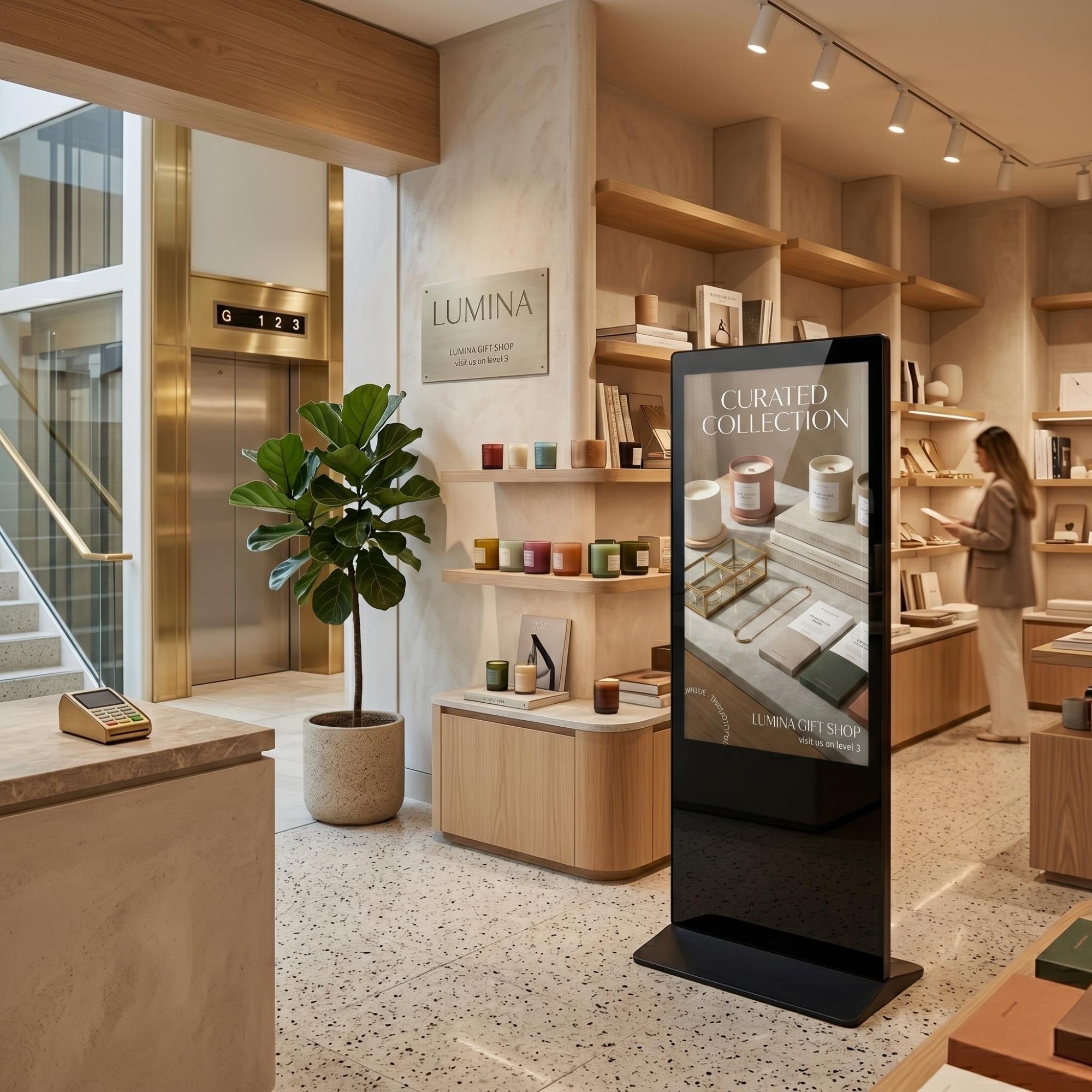 Tótem Publicitario Digital Táctil 55" Full HD - Android 9 - Cartelería Vertical para Interior