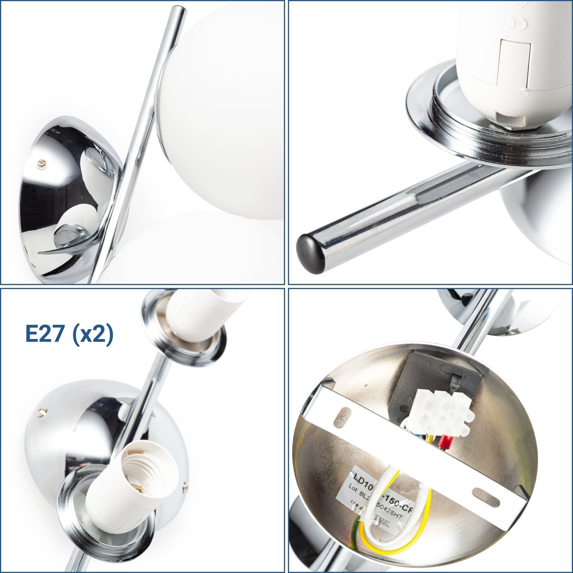 Aplique de pared doble bola cristal "VIC 150" - E27 - Ø 15cm