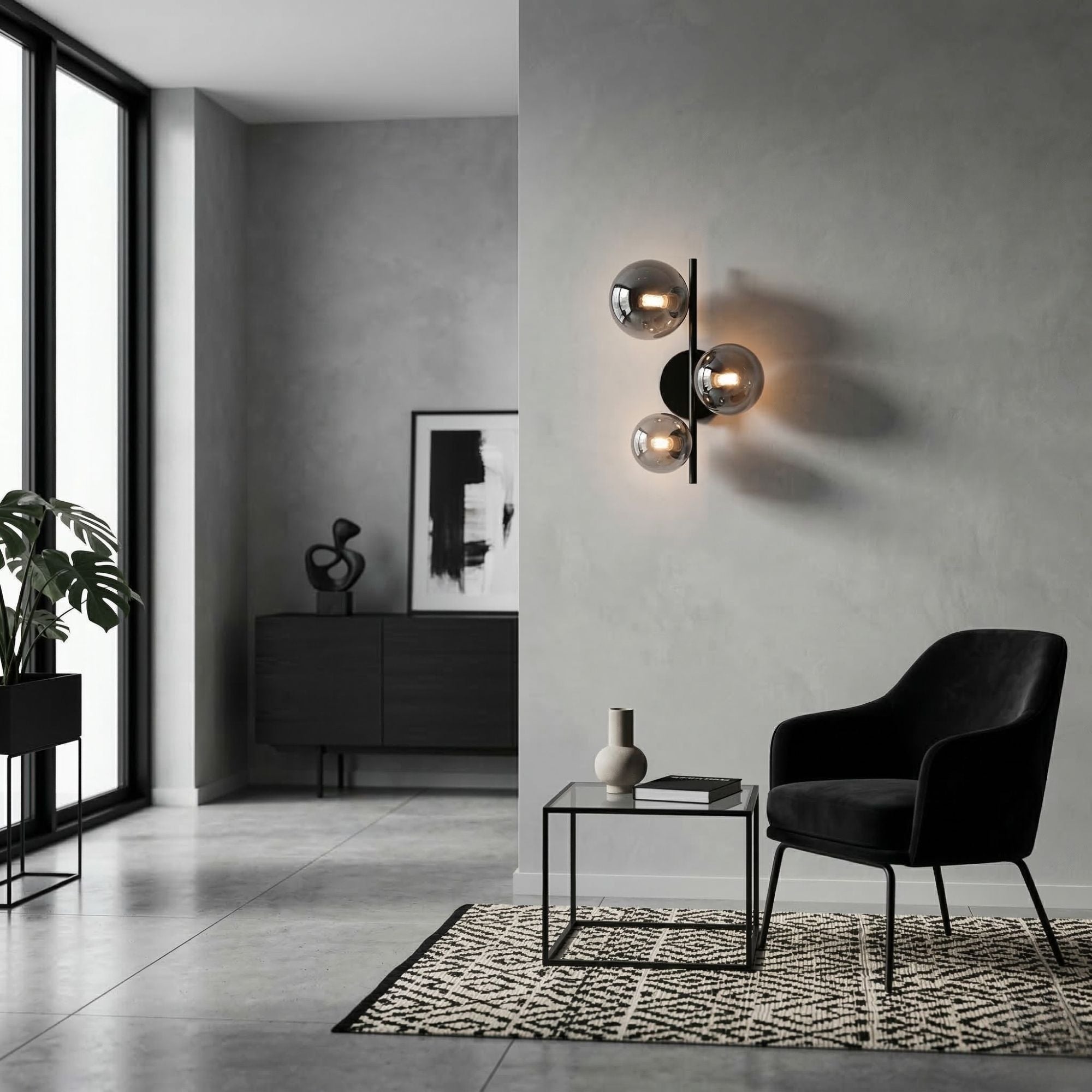 Aplique de pared con esferas de cristal "CATY" - 3 x G9