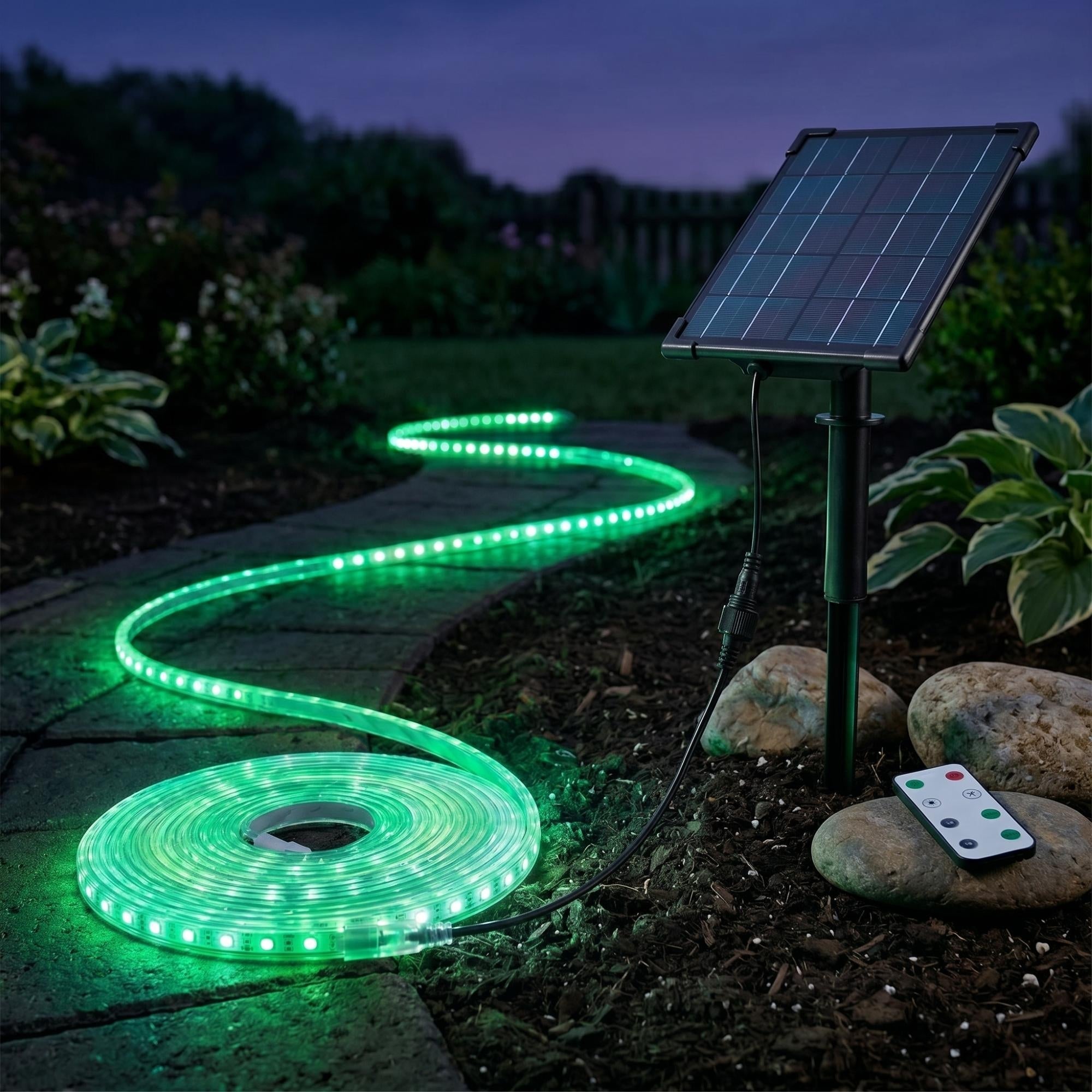 Tira LED solar exterior con mando 40W - 10 metros - IP65 - Disponible RGB y 2700K